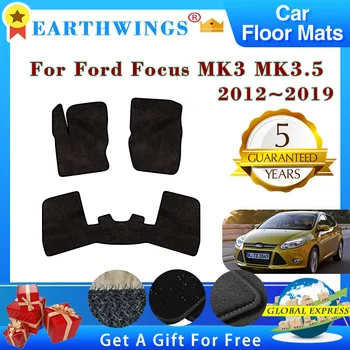 Automašīnas Grīdas Paklāji Ford Focus MK3 MK3.5 III 2012~2019 2015 2016 2017 Paklāji Panelis Footpads Paklāju Segumu Pad Kāju Paliktņi Piederumi