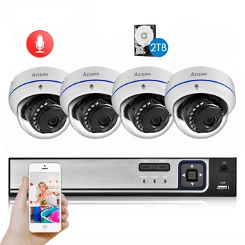 AZISHN Sejas Noteikšanas 4CH 5MP VRR CCTV Drošības Sistēmas Komplekts Āra Ūdensizturīgs Dome POE IP Kameras Video Novērošanas Komplekts 4TB