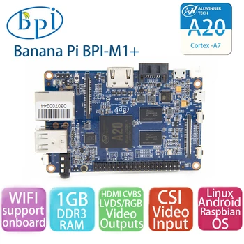 Banānu Pi BPI-M1+ Allwinner A20 Dual-core 1 GB DDR3 Atbalstu, Wifi SATA IS DSI Palaist Android 4.4 Lubuntu Open Suse Debian Raspbian