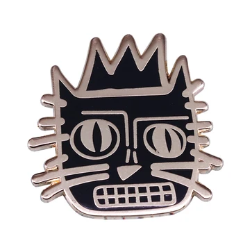 Basquiat mākslinieks cat emaljas pin vienkārši nojauta papildus