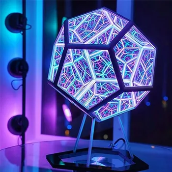 Bezgalīgs Dodecahedron Krāsu Gaismas Mākslas USB Izsmalcinātu Atdzist Bezgalīgs Dodecahedral Krāsu Mākslas Lampas Interjera Fona Gaismas Apdare