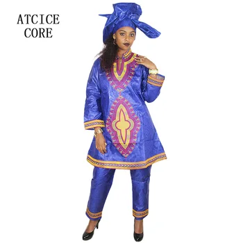 Bezmaksas piegāde jauno āfrikas bazin izšūšana dizaina kleitas, tops ar biksēm āfrikas drēbes DP175#