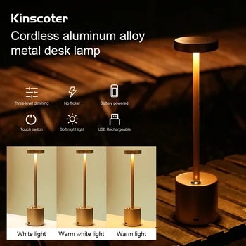 Bezvadu Uzlādējamais Zelta LED Nakts Gaismas, Galda Lampas Modernās Gultas LED Alumīnija Sakausējuma Tips-c USB Galda Atmosphe Lampas Istabas Interjeru