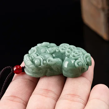 Birmas Jade Pixiu Kulons Modes Nekustamo Rotaslietas Amuletu Zaļā Jadeite Kuloni Vintage Dabas Dārgakmeņiem Kaklarota Sānslīdi Kaklasaite Smaragds