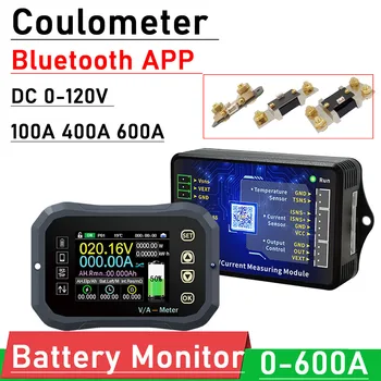 Bluetooth Battery Monitor coulometer 100.A 400A 600A Jaudas Testeri metru Lifepo4 svina-skābes Li-ion (litija) 12V 24V 4S 8S ŠŪNAS