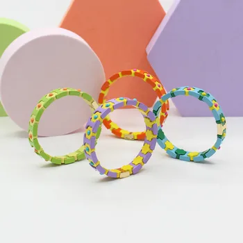 Boho Macaron Colorblock Modes Dāmas Varavīksnes Aproce DIY Sākotnējā Elastīgs String Ķēdes Roku darbs ar Pērlītēm String Aproces Aproce