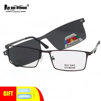 Brilles Rāmi un Polarizētās Klipu par Saulesbriļļu Modes Taisnstūra Brilles Vīriešiem Rui Hao Eyewear Zīmols Optisko Rāmis 94004