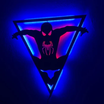 Brīnums Zirnekļcilvēka LED Nakts Gaisma Sienas Gaismas Mājās Apdares Gaismas Supervaronis Atmosfēru Zīme, Gaismas Bērnu Rotaļlietas Dzimšanas dienas Dāvana
