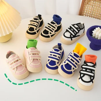Bērniem maizi audekla kurpes meitenēm modes double hook dizaina čības zēni zemu top klein zilais audekls baby soft bērnudārza kurpes