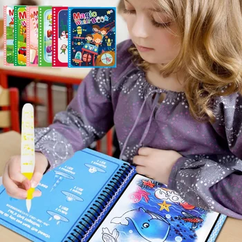 Bērnu Agrīnās Izglītības Zīmējumu Rotaļlietas Atkārtoti Magica Grāmatu ar Pildspalvu Burvju Ūdens Krāsošana Grafiti Zīmēšanas Grāmata Montessori Rotaļlietas