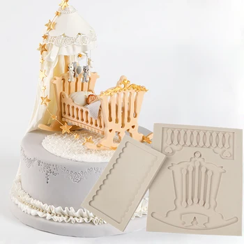 Bērnu Gultiņa Silikona Veidnē Pomādes Kūka dekorēšanas Līdzeklis Pelējuma Sugarcrafts Šokolādes Cepšanas Rīki, Virtuves piederumi, Lai Kūkas Gumpaste Forma