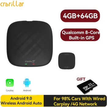 Carlinkit Bezvadu Android Auto Bezvadu CarPlay Android Ai Lodziņā Auto Multimedia Player 4+64G Mirrorlink ĻAUJIET 4 Netflix, Youtube IOS