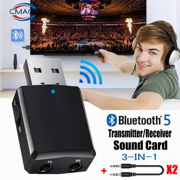 CMAOS USB Bluetooth 5.0 Raidītājs Uztvērējs 3 in 1 EDR Adapteri Dongle 3,5 mm AUX TV PC Austiņas, Mājas Stereo Auto HIFI Audio