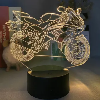 Cool Motociklu Formas 3D Ilūziju, LED Gaismas, Guļamistaba Dekori Krāsains Dzimšanas diena Ziemassvētku Dāvanu, Gultas Workspace, Galda, Dekoratīvas Lampas