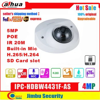 Dahua 4MP IP Camera POE Mini Dome IPC-HDBW4431F-KĀ IS 20m IP67 IK10 Iebūvēts Mikrofons Sejas Noteikšanas CCTV Tīkla Video Novērošanas