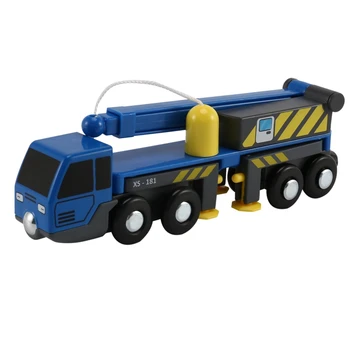Daudzfunkcionāla Rotaļlieta Vilciena Komplekts Piederumi, Mini Crane Truck Rotaļlietas Vheicles Bērnu Rotaļu Saderīgs ar Koka Celiņiem Dzelzceļa