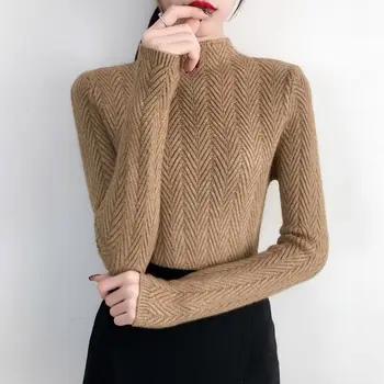Daļēji augstas apkakles džemperis dāmas Rudens un Ziemas 2019 Jaunu stilu īsa žakete, saspringts trikotāžas krekls apakšā