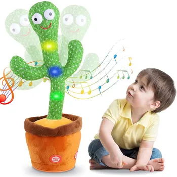 Dejo, Runā Kaktuss 32cm Plīša Rotaļlieta 120 angļu Dziesmas LED Apgaismojums Balss Atkārtot Kaktuss Interaktīvās Bērnu Agrīnās Izglītības Rotaļlietas