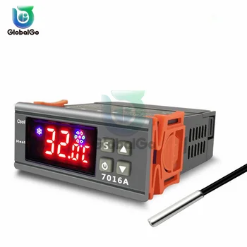 Digitālais Temperatūras regulators Termostats Thermoregulator Inkubators Releju LED 30A Apkures, Dzesēšanas 7016A WH7016A 12V 24V 220V