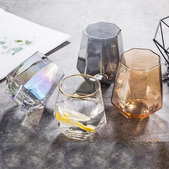 Dimanta Viskija Glāzes, Komplekts, 4 Akmeņiem Brilles Zelta Atkarīgās Kokteilis Drinkware par Rums, Skotu, Bourbon vai Vīna Glāzes, Tumbler