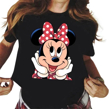 Disney Kawaii Minnie Mouse, Karikatūra Izdrukāt Sieviešu T Krekls Modes Gudrs MouseTshirt Harajuku Streetwear T-krekls Grafiskais Sieviešu Topi