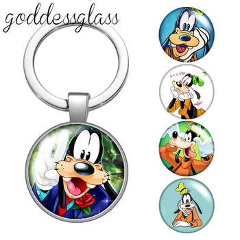 Disney Mickey Draugiem Dumjš Suns stikla cabochon keychain, Soma, Auto atslēgu ķēdes Gredzenu Turētājs Piekariņi dāvanu keychains