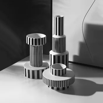 Dizaina Rotas Vāze, Mājas Mēbeles, Keramikas Vāzes Istabas Interjeru itāļu Stilā Minimālisma Melns-un-balts Ģeometriskā Svītras