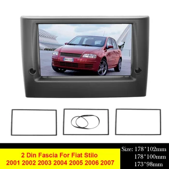 Dubultā 2Din Auto Radio Rāmis Fascijas Par Fiat Stilo 2001. - 2007. gadam DVD Stereo Paneļa Plāksne Montāžas Dash Uzstādīšana Bezel Apdares Komplekts