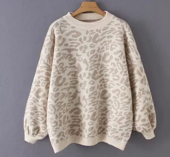 džemperis sievietēm augstu uzrullētu apkakli leopard trikotāžas džemperis dzīvnieku print ziemas biezas sieviešu džemperi ikdienas topi lielgabarīta džemperis dāmas