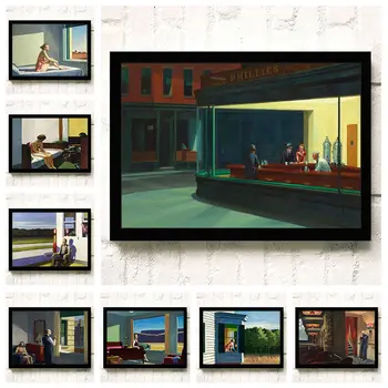 Edward Hopper Labāko Tapetes, Kanvas Glezna Plakāti un Izdrukas Modernās Glezniecības Sienu Mākslas Ainu, viesistaba, Mājas Apdare
