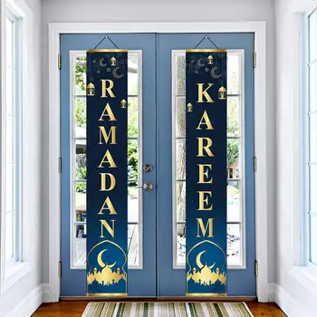 Eid Mubarak Durvju Banner Ramadāna Rotājumi Mājās Ramadāna Kareem Islāma Musulmaņu Puse Dekori Eid Al Adha Dāvanas 2023