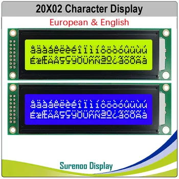 Eiropas angļu 202 20X2. 2002 Raksturs LCD Modulis Ekrānu Paneļa LCM STN Dzeltens Zaļš Zils LED Apgaismojums