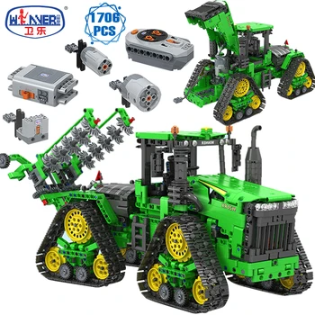 ERBO Ekspertu Tālvadības Saimniecības Automašīnu Celtniecības Bloki Traktora Lauksaimniekam Transportlīdzekļa Ķieģeļi Diy Rotaļlietas Zēniem Svētku Dāvanas 7119