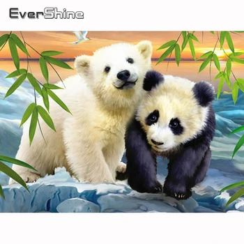 Evershine Dimanta Krāsošana Dzīvniekiem Panda Pilnu Kvadrātveida Dimanta Izšuvumi Krustdūrienā Komplekts Dimanta Mozaīkas Rhinestone Handcraft Māksla