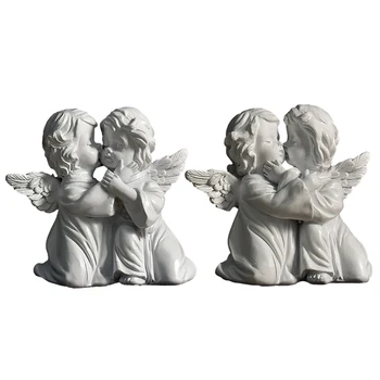 Eņģelis Attēls Unikālo Winged Angel Statuja Mājas Dārzā Apdare Nosnausties, Leņķi Skulptūru Darbvirsmas Sveķu Dekoratīvajiem Statuja