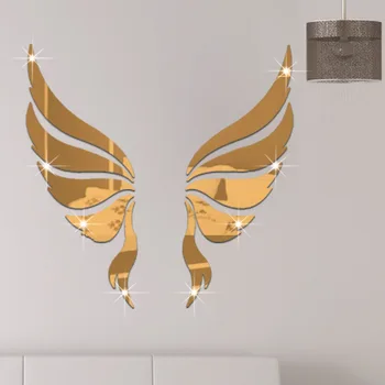 Eņģeļa spārnus Spogulis Sienas Uzlīmes 3D TV Fonā Uzlīmes DIY Sienas Dekori Decal Uzlīmes, Art Sienas guļamistabā, Vannas Istabas Apdare