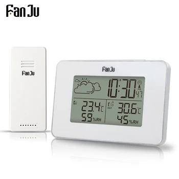 FanJu FJ3364 Elektroniskās Digitālais Modinātājs ar Bezvadu Sensoru Termometru, Higrometru, LCD Laika Stacija Darbvirsmas Galda Pulksteņi