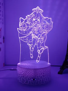 Genshin Ietekmes Paimon 3d led lampas guļamistabas manga nakts gaismas anime darbības rādītāji Apdare ēsmas zivtiņu vadi de noche