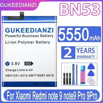 GUKEEDIANZI Nomaiņa Akumulatora BN53 BM4W 5550mAh par Xiaomi Redmi, Ņemiet vērā, 9 Note9 Pro 9Pro / Piezīme 9 Pro 5G Akumulators + Ceļa NR.