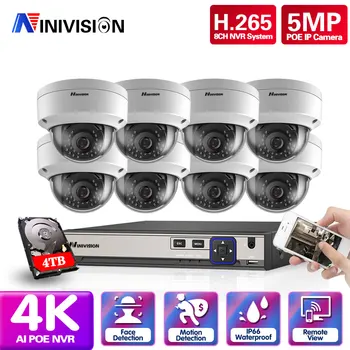 H. 265 8CH 8MP 4K Sejas Noteikšanas POE VRR Komplekts Drošības CCTV Sistēma Ar AI IP 5MP Kamera, Āra P2P Video Novērošanas Komplekts