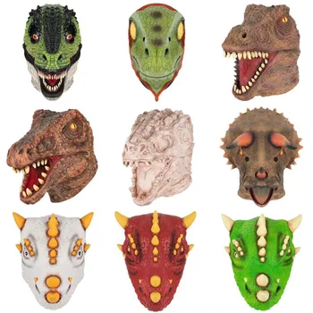 Halovīni Puse Dinozauru Maska Pilnu Galvu Lateksa Maskas Pieaugušajiem Bērniem Maskēties Dzimšanas dienas Karnevāls Puse Cosplay Kostīmu Cepures