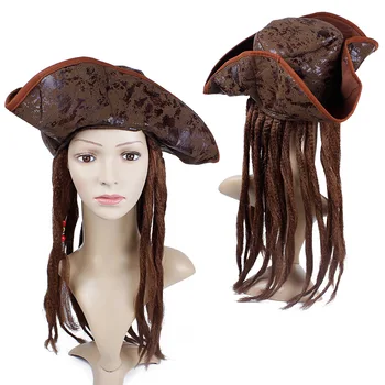 Halovīni Puse Galvassegu Kapteinis Pirātu Cepure Parūka Pieaugušo Cosplay Pirātu Cepure Lomu Spēlē Aksesuāri