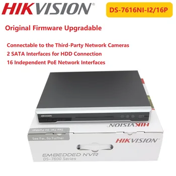 Hikvision 4K VRR-16CH DS-7616NI-I2/16P POE 1U16 Uzraudzības divvirzienu Audio ar Iegulto Plug&Play līdz 2ch@12 mp izšķirtspēja/16ch@1080 Tilpums