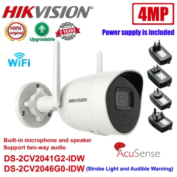 Hikvision DS-2CV2041G2-IDW un DS-2CV2046G0-IDW 4MP Āra Audio, Wifi, Bezvadu Fiksētā Bullet Tīklu CCTV kameras IP Kameras