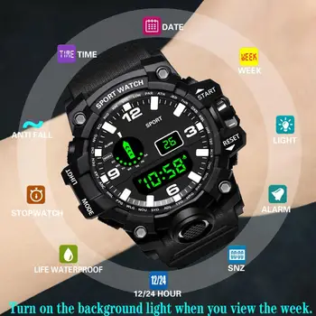 HONHX Zīmola LED Digitālo Skatīties Vīrieši Daudzfunkciju Elektronisko Pulksteņu Nightlight Modinātājs Datums Pulkstenis Sports Fitness Watch Reloj Hombre