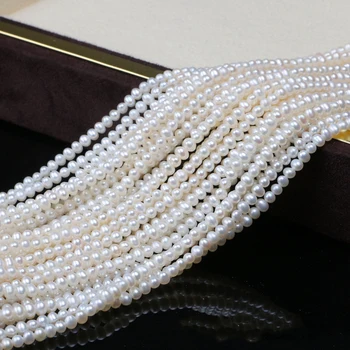 ICNWAY Dabas AA pakāpe balts freshwate pearl 2-3mm Dārgakmens Krelles Apaļo Rotaslietu izgatavošana, Kaklarota, Auskari Rokassprādze 15inch