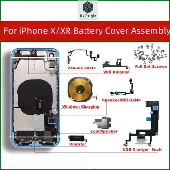 IPhone X XR Akumulatora Vāciņu Atpakaļ, Vidus Gadījumā, SIM Kartes ligzda, Sānu Pogu, Montāža, Soft Shell Kabeļu Montāža + Uzstādīšana