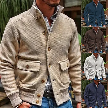 Ir 2021. rudens un ziemas jaunas ārvalstu tirdzniecības jaka vīriešu modes stand apkakli vienkrāsainu ikdienas jaka vīriešiem