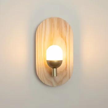Japāņu Stils, Oriģināls Koka Sienas Lampas Guļamistabas Gultas Dekori Sconce Ziemeļvalstu Retro viesistaba Vintage Koridorā, Eju LED Apgaismojums