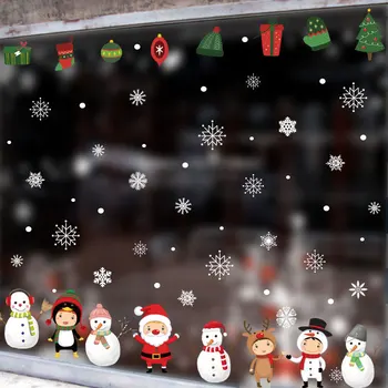 Jaunais Gads Sienas Uzlīmes Ziemassvētku Dāvanu Sniegavīrs Sniegpārslas Elektrostatisko Uzlīme logā, bērnu istabas Mājas Bildītes Apdare tapetes